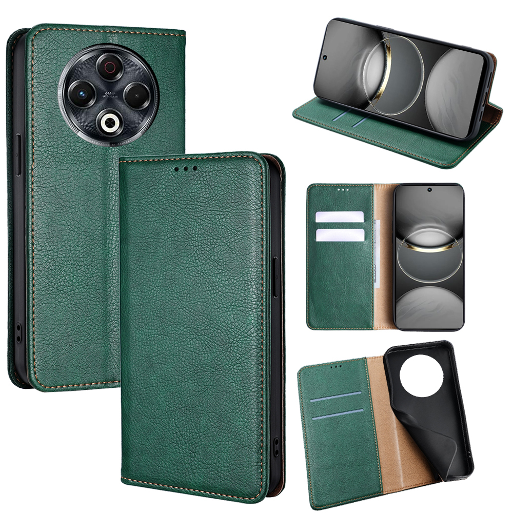 For TECNO Spark 30 4G Case Wallet PU Leather Magnetic Auto-Absorbed Phone Cover - Green