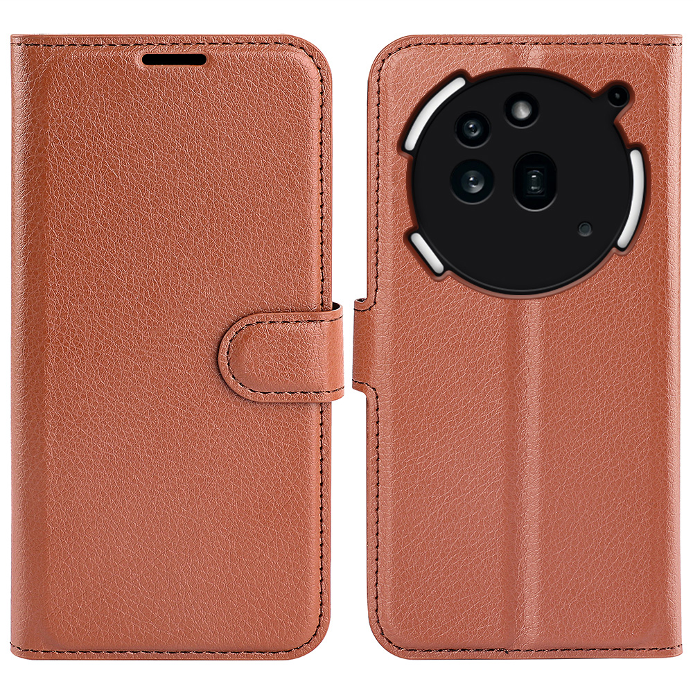 For Nothing Phone (3a) Pro Case Litchi Texture Shockproof Leather Wallet Phone Cover - Brown