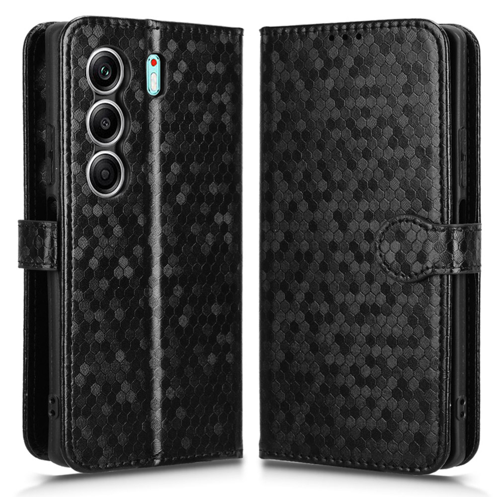 Wallet Case for TECNO Camon 40 4G / 40 Pro 4G / 40 Pro 5G Dot Pattern Imprint PU Leather Phone Cover - Black