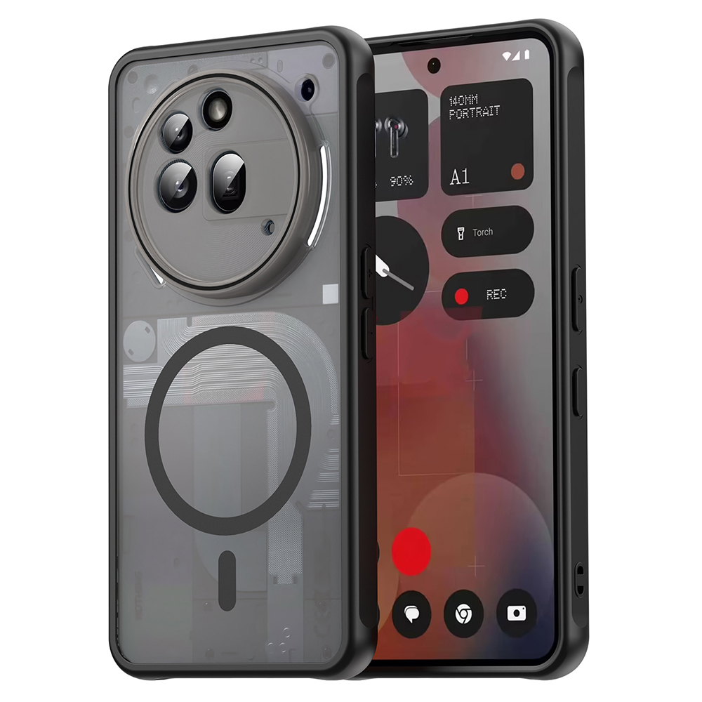 For Nothing Phone (3a) Pro Magnetic Case Anti Drop PC + TPU Phone Cover - Black