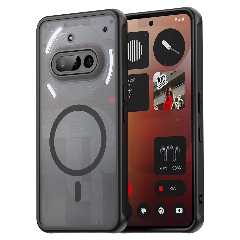 For Nothing Phone (3a) Magnetic Case Anti Drop PC + TPU Phone Cover - Black