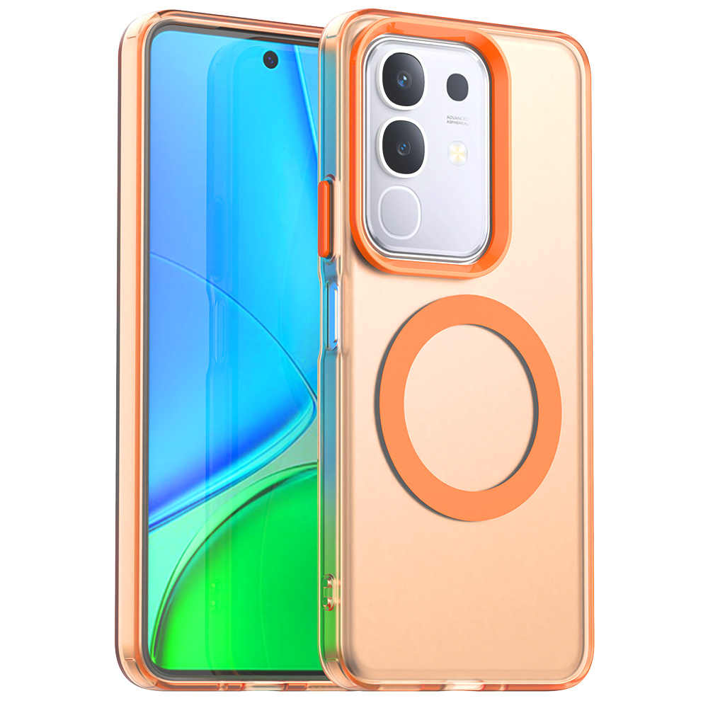 For vivo Y29 4G Magnetic Case Anti Drop Hybrid Phone Back Cover - Orange