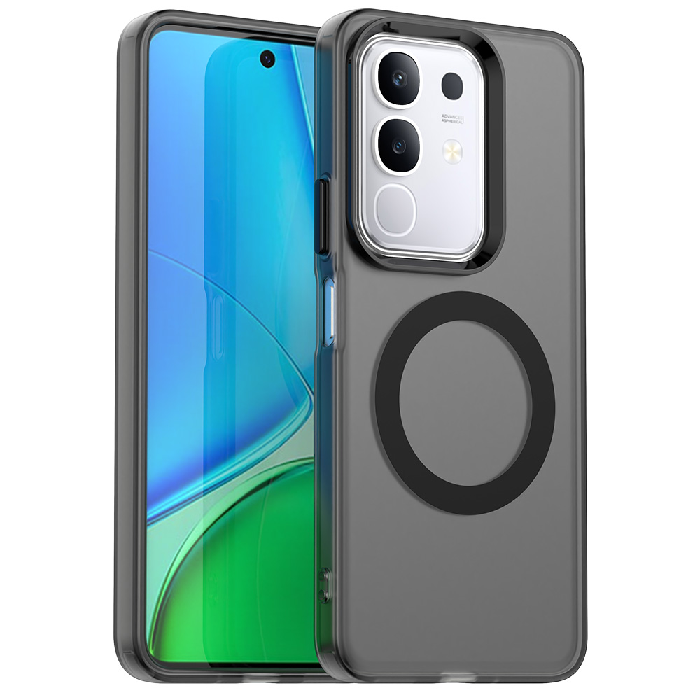 For vivo Y29 4G Magnetic Case Anti Drop Hybrid Phone Back Cover - Black