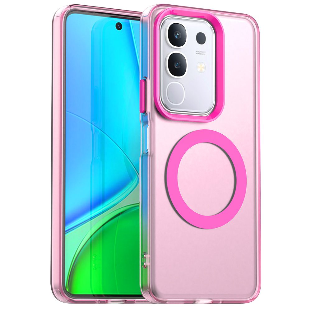For vivo Y29 4G Magnetic Case Anti Drop Hybrid Phone Back Cover - Red
