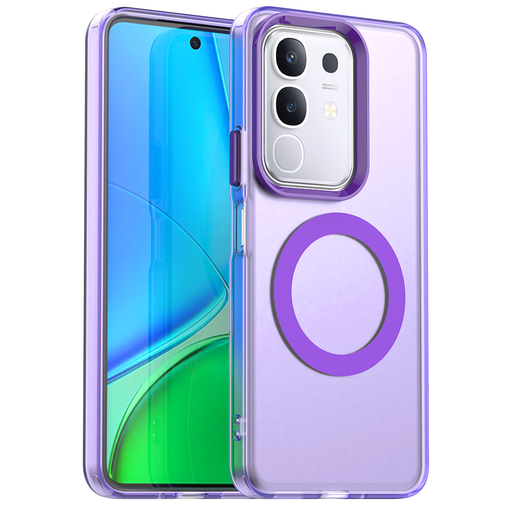 For vivo Y29 4G Magnetic Case Anti Drop Hybrid Phone Back Cover - Purple