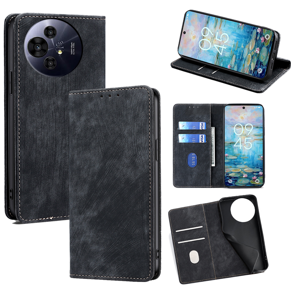 For TCL 50 Pro NxtPaper 5G / 50 NxtPaper 5G Case RFID Blocking Wallet Leather Phone Cover - Black