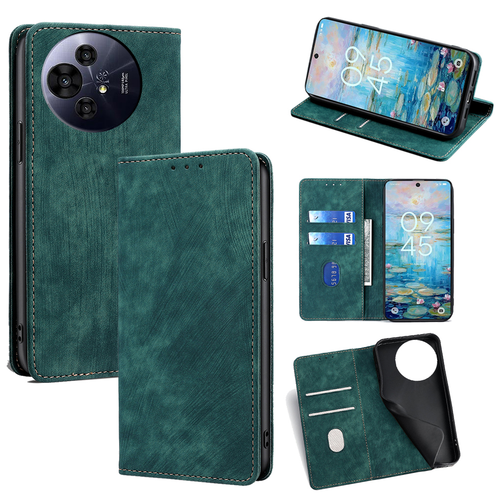 For TCL 50 Pro NxtPaper 5G / 50 NxtPaper 5G Case RFID Blocking Wallet Leather Phone Cover - Green