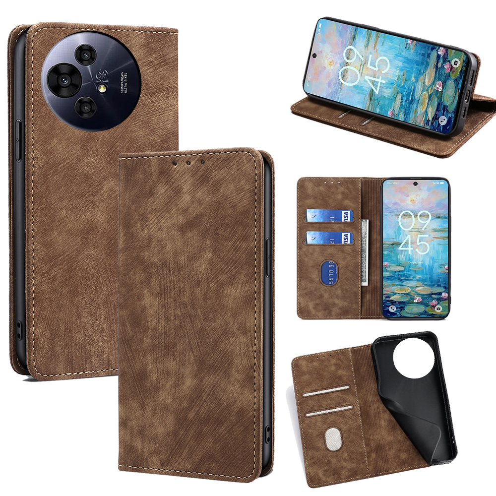 For TCL 50 Pro NxtPaper 5G / 50 NxtPaper 5G Case RFID Blocking Wallet Leather Phone Cover - Brown