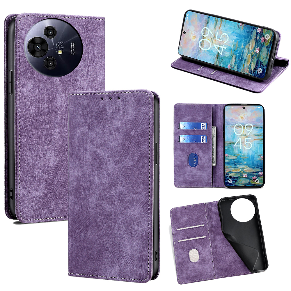 For TCL 50 Pro NxtPaper 5G / 50 NxtPaper 5G Case RFID Blocking Wallet Leather Phone Cover - Purple