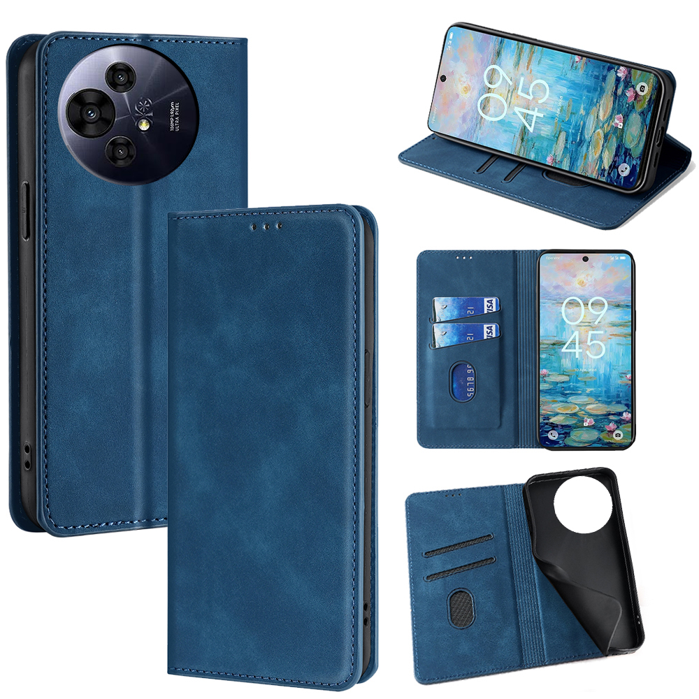 For TCL 50 Pro NxtPaper 5G / TCL 50 NxtPaper 5G Card Holder Case PU Leather Magnetic Closing Phone Cover - Blue
