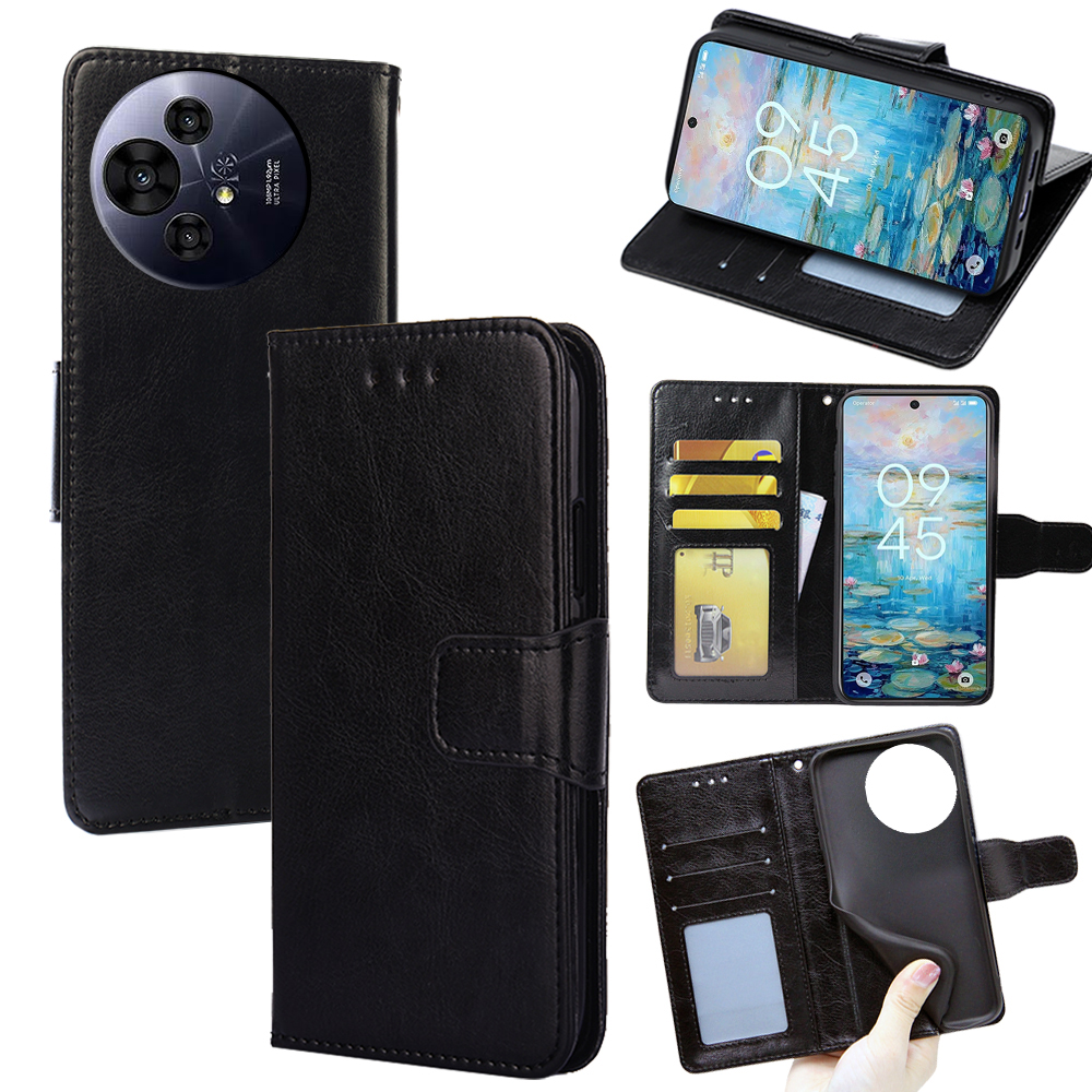 For TCL 50 NxtPaper 5G  /  50 Pro NxtPaper 5G Case Wallet PU Leather + TPU Folding Stand Phone Cover - Black