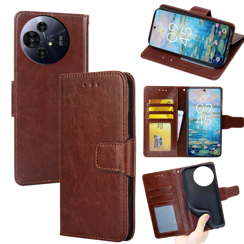 For TCL 50 NxtPaper 5G / 50 Pro NxtPaper 5G Case Wallet PU Leather + TPU Folding Stand Phone Cover - Brown