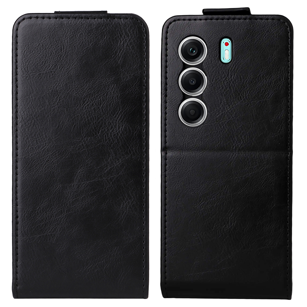 For TECNO Camon 40 Pro 5G  /  4G Stand Case Magnetic Clasp Vertical Flip Leather Phone Cover with Card Holder - Black