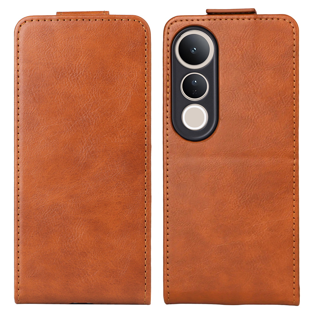 For vivo V50 Lite 5G Stand Case Magnetic Clasp Vertical Flip Leather Phone Cover with Card Holder - Orange