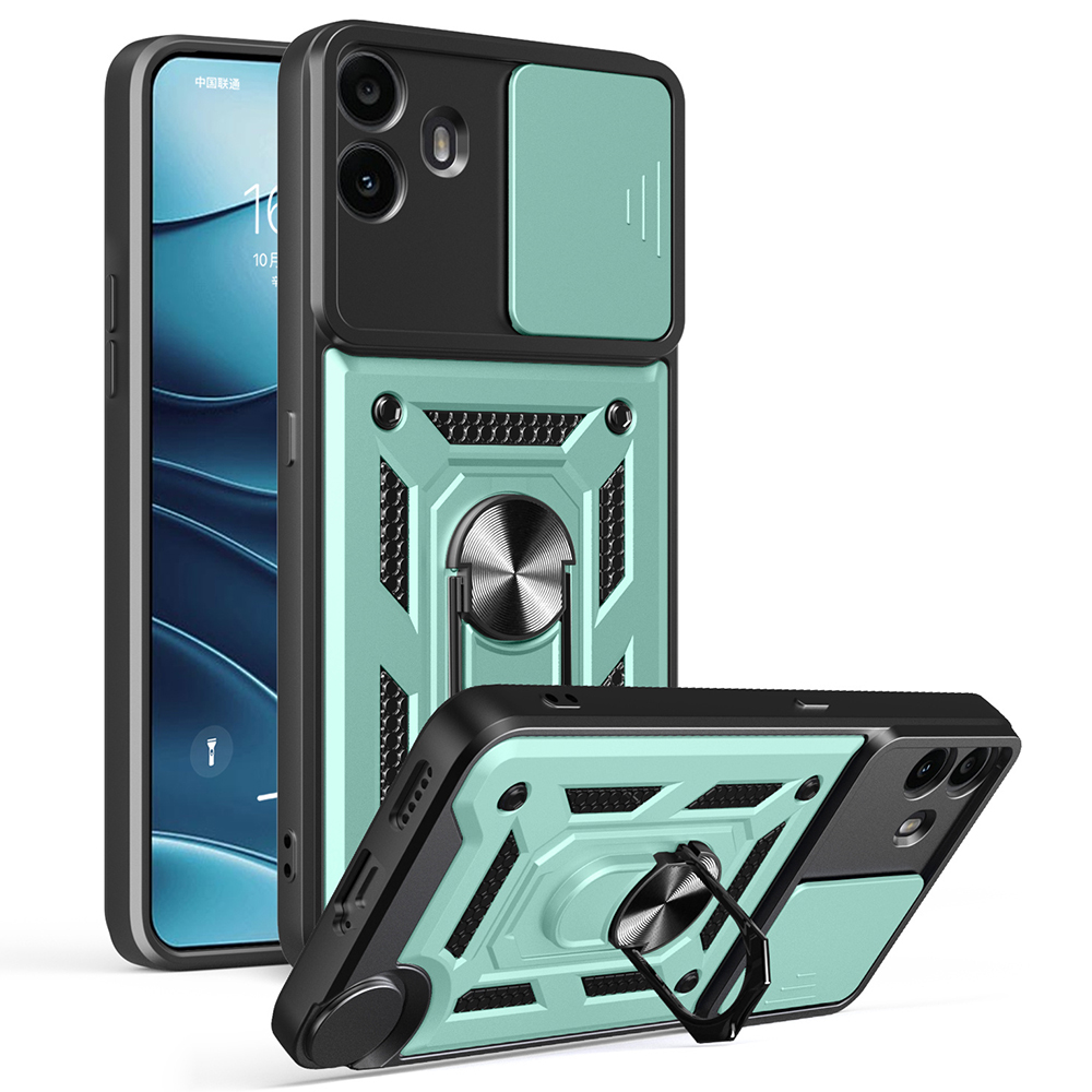 For Nothing CMF Phone 1 Case with Slide Camera Lid PC + TPU Kickstand Phone Cover - Green