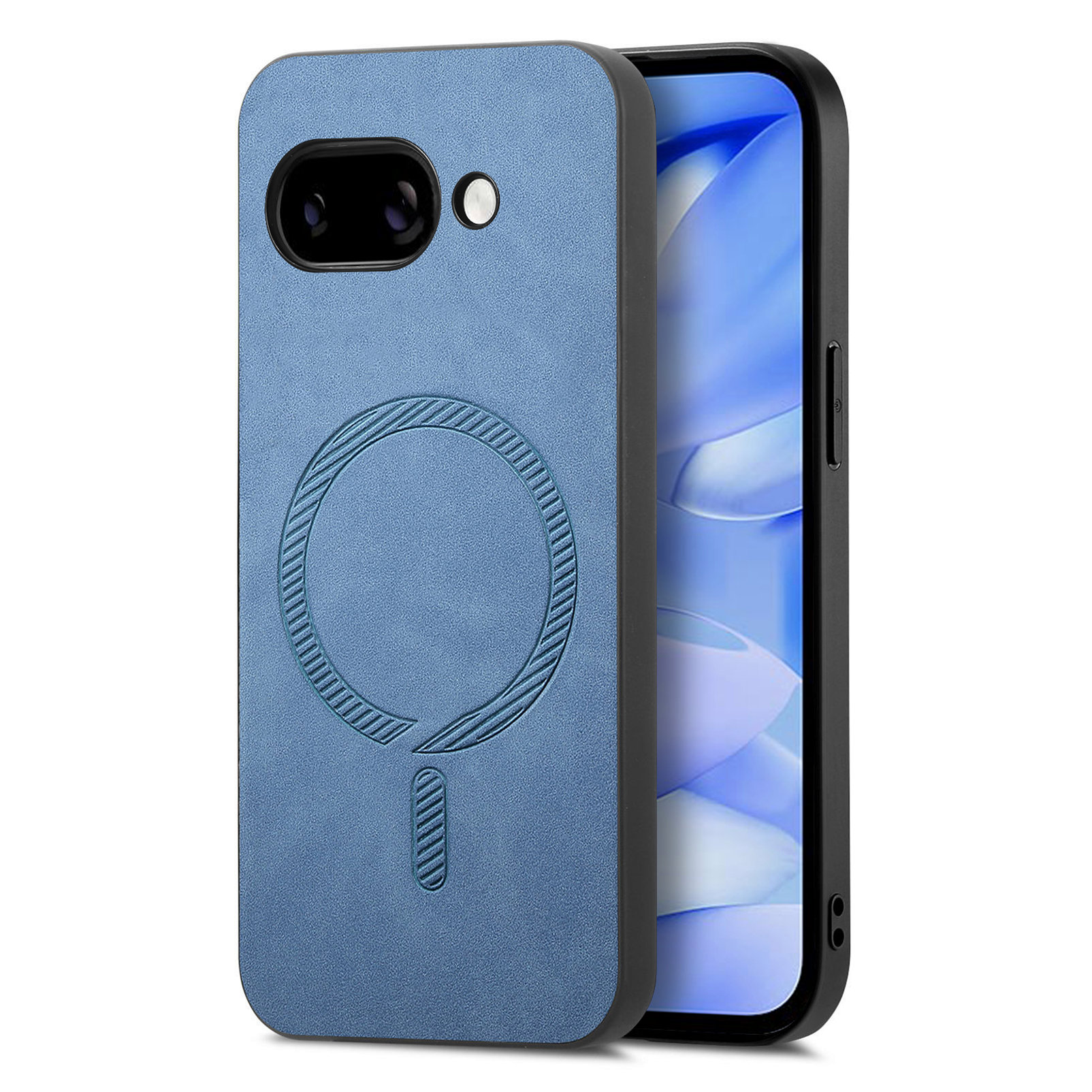 For Google Pixel 9a Leather Back Magnetic Case Skin-touch Phone Cover - Blue