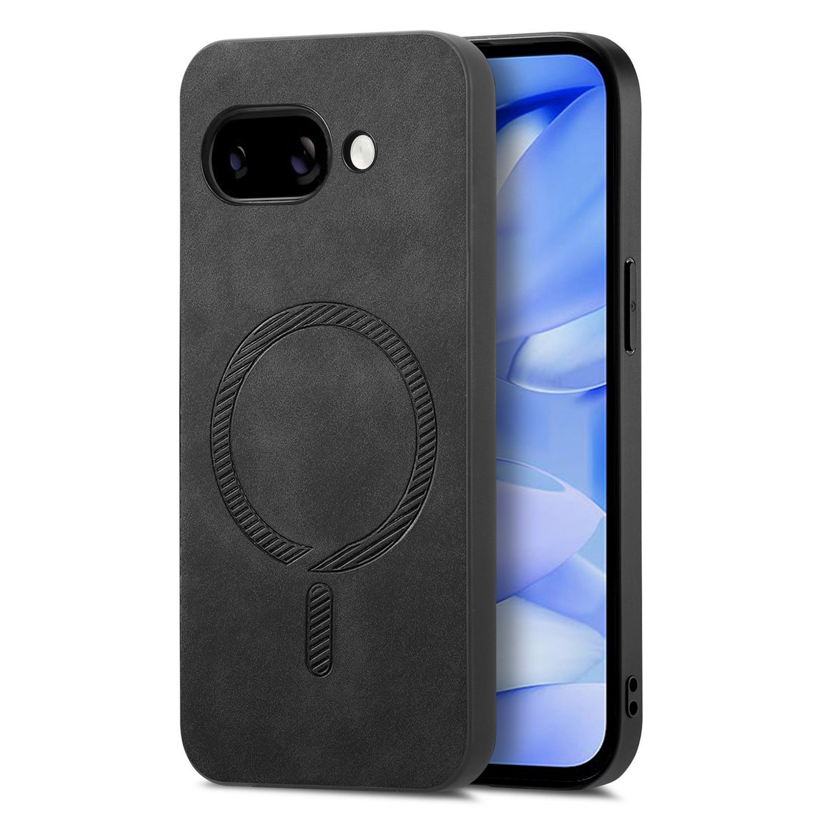For Google Pixel 9a Leather Back Magnetic Case Skin-touch Phone Cover - Black