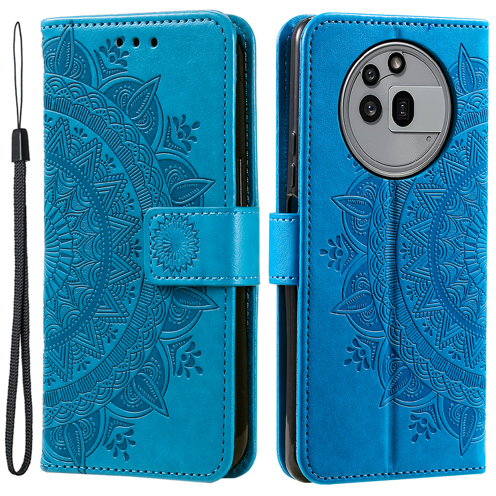 For Nothing Phone (3a) Pro Stand Case Imprinted Totem PU Leather Wallet Phone Cover - Blue