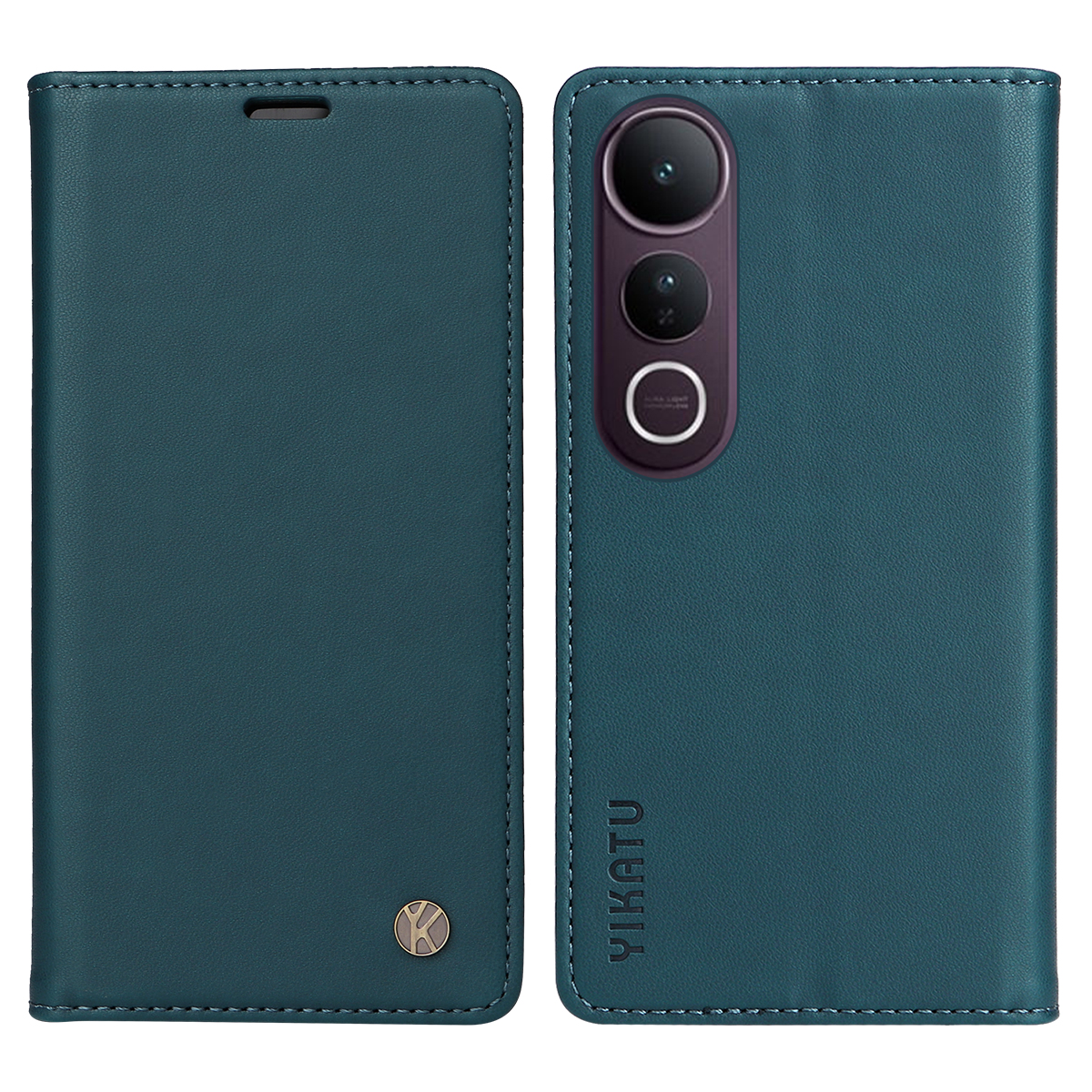YIKATU For vivo V50 Lite 5G Phone Cases  Magnetic Closure PU Leather Mobile Cover - Green