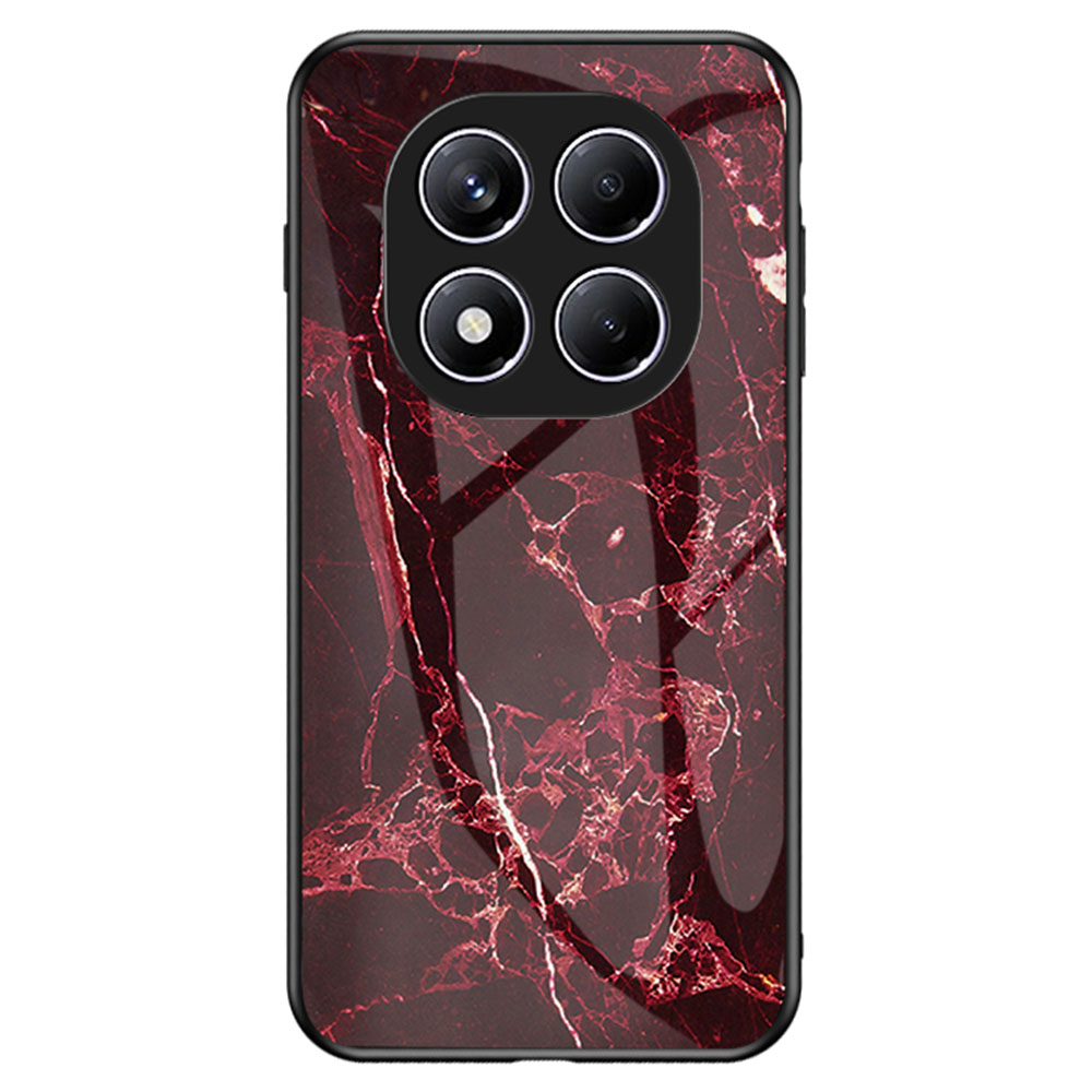 For Xiaomi Redmi Note 14 Pro 4G Case Marble Pattern Tempered Glass + PC + TPU Protective Phone Cover - Blood Red Marble
