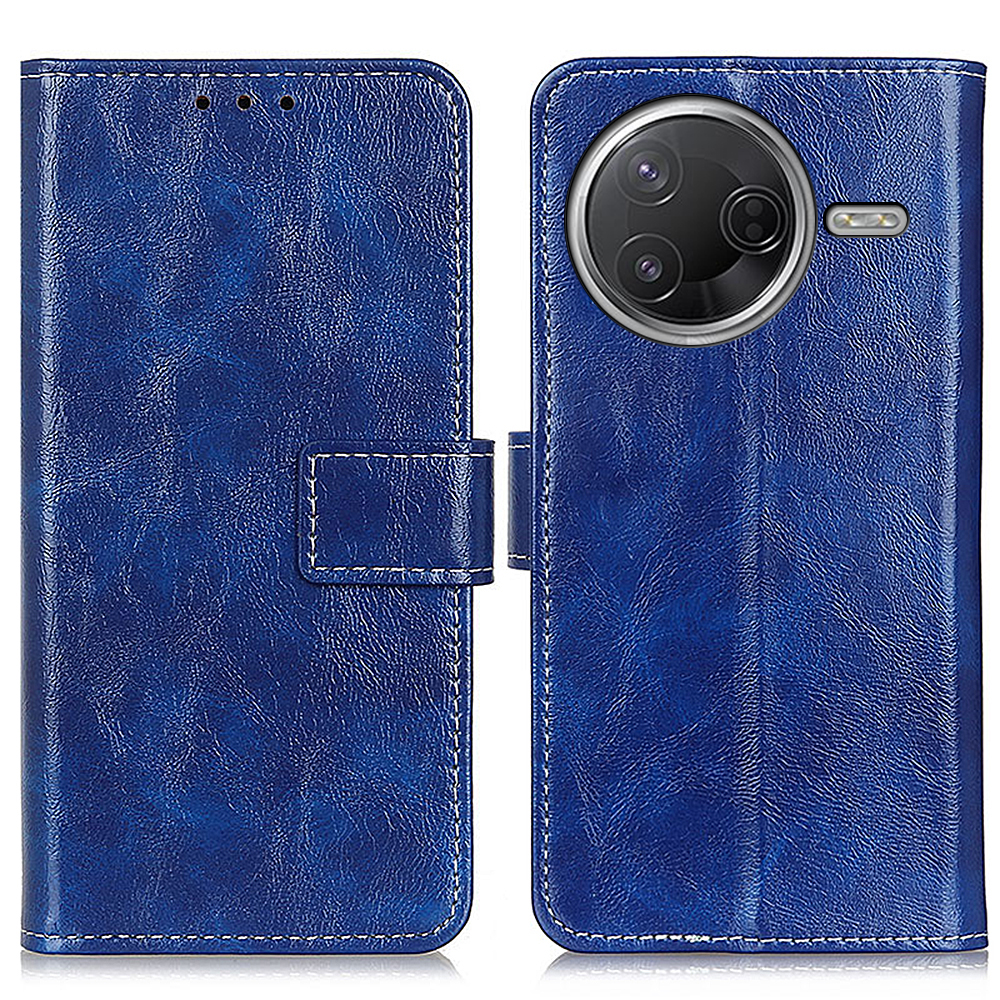 Wallet Case for Xiaomi Poco F7 Pro 5G / F7 Ultra 5G / Redmi K80 5G / K80 Pro 5G Leather Phone Cover Crazy Horse Texture - Blue