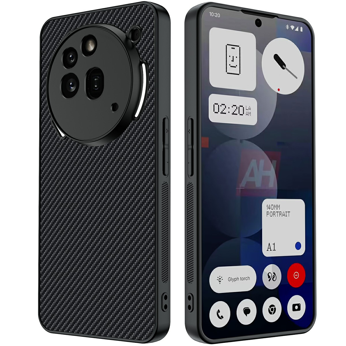 For Nothing Phone (3a) Pro Case Leather + PC Hard Phone Cover Carbon Fiber Texture - Carbon Fiber  /  Black