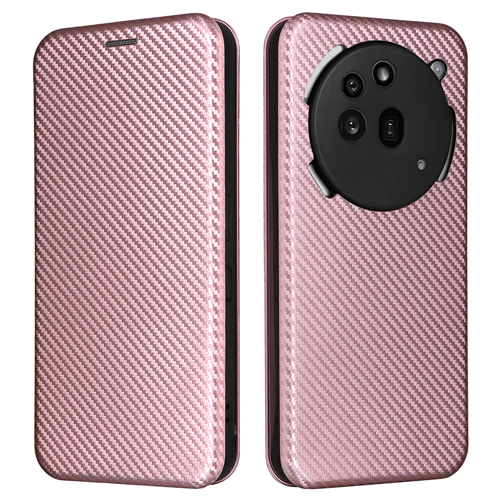 For Nothing Phone (3a) Pro Case Carbon Fiber Texture Drop-Proof PU Leather Phone Cover - Rose Gold