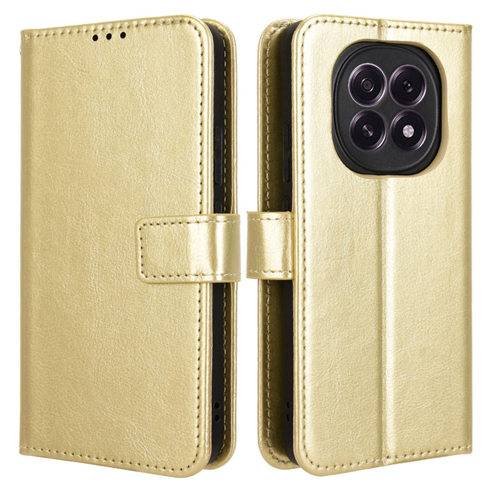 For Oppo F29 5G Case Crazy Horse Texture PU Leather Phone Wallet Cover - Gold