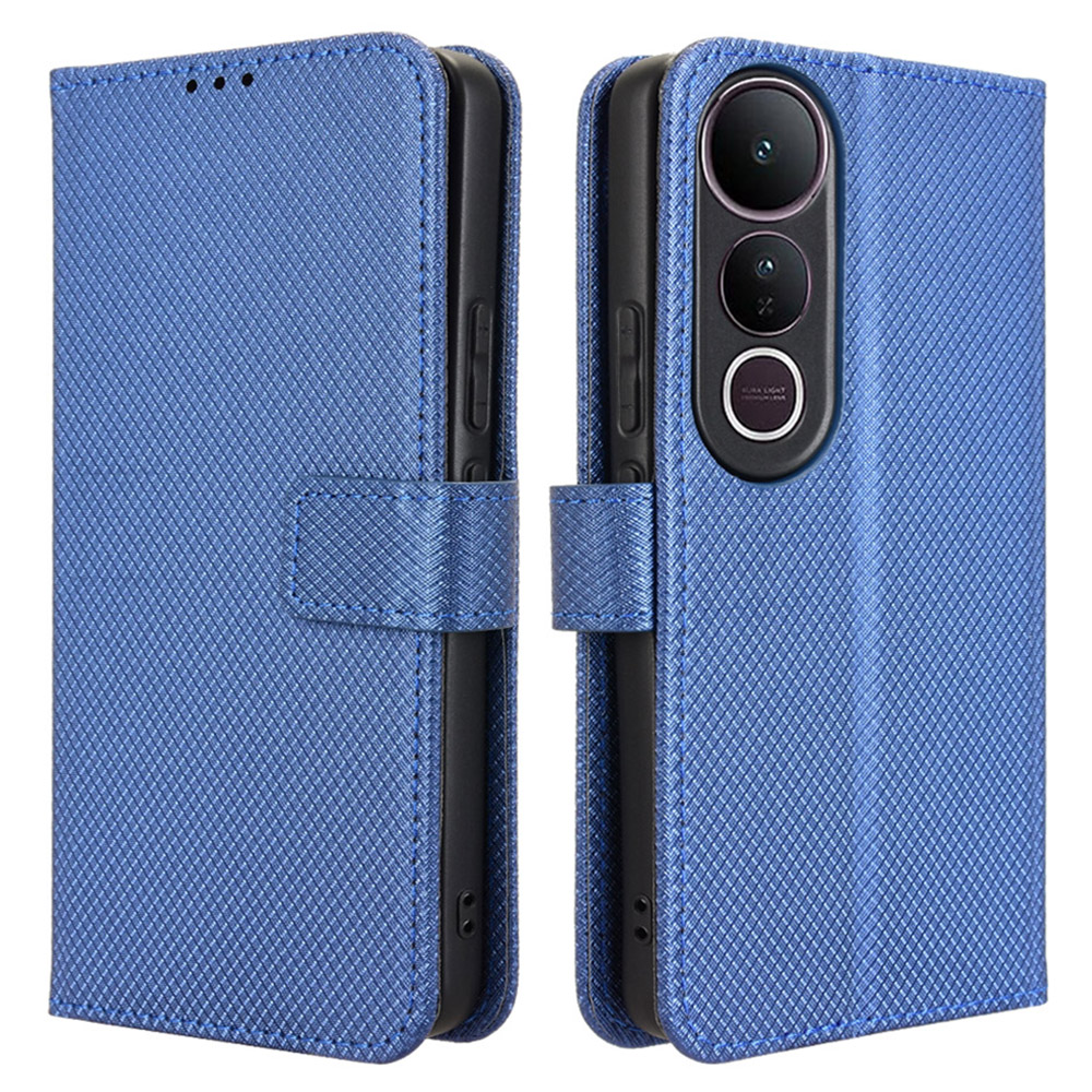 For vivo V50 Lite 5G  /  4G Case PU Leather Diamond Texture Wallet Phone Cover - Blue