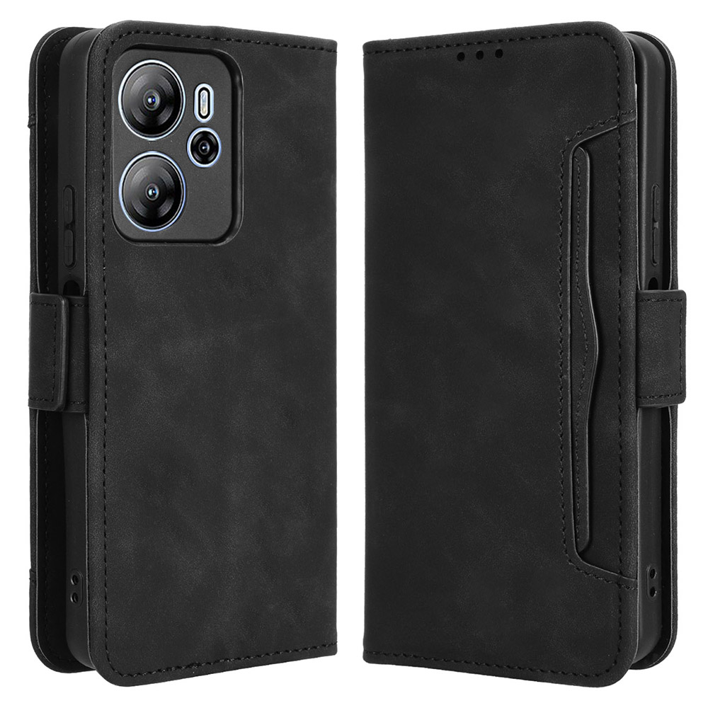 For Blackview Oscal Tiger 13 Leather Case Phone Wallet Cover with Multiple Card Slots - Black