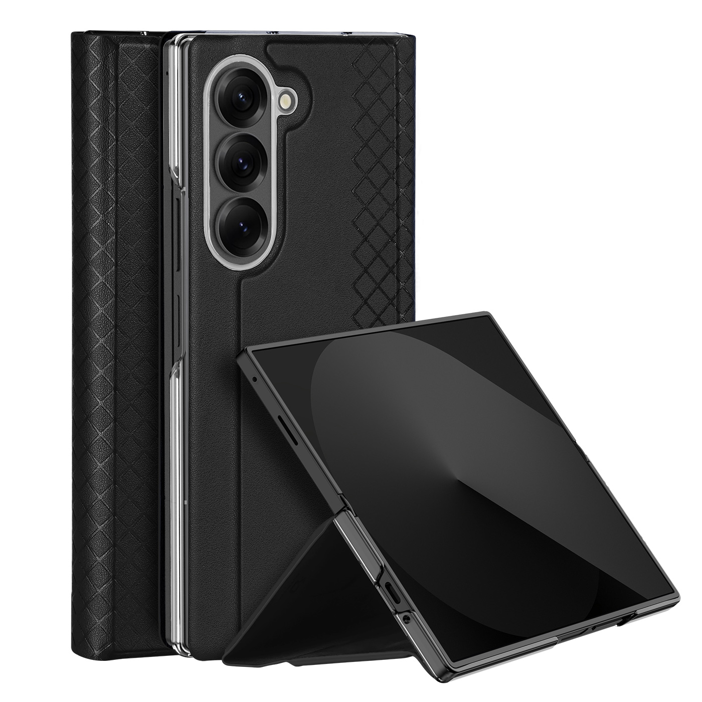 DUX DUCIS For Samsung Galaxy Z Fold7 5G Case  Bril Series Leather+PC Phone Cover with Stand - Black