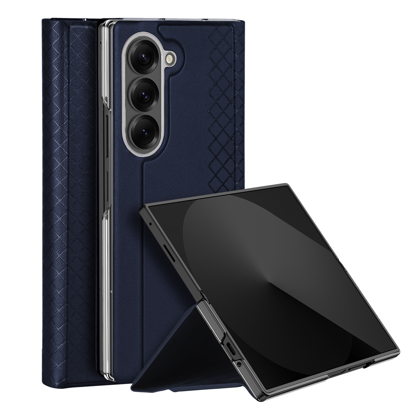 DUX DUCIS For Samsung Galaxy Z Fold7 5G Case  Bril Series Leather+PC Phone Cover with Stand - Blue