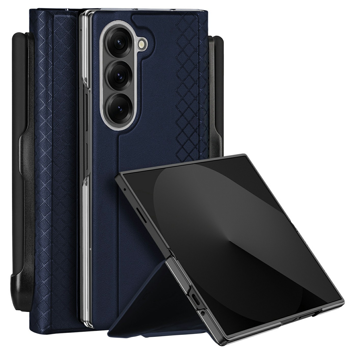 DUX DUCIS Bril Series For Samsung Galaxy Z Fold7 5G Case Leather Stand Phone Cover with Pen Holder - Blue