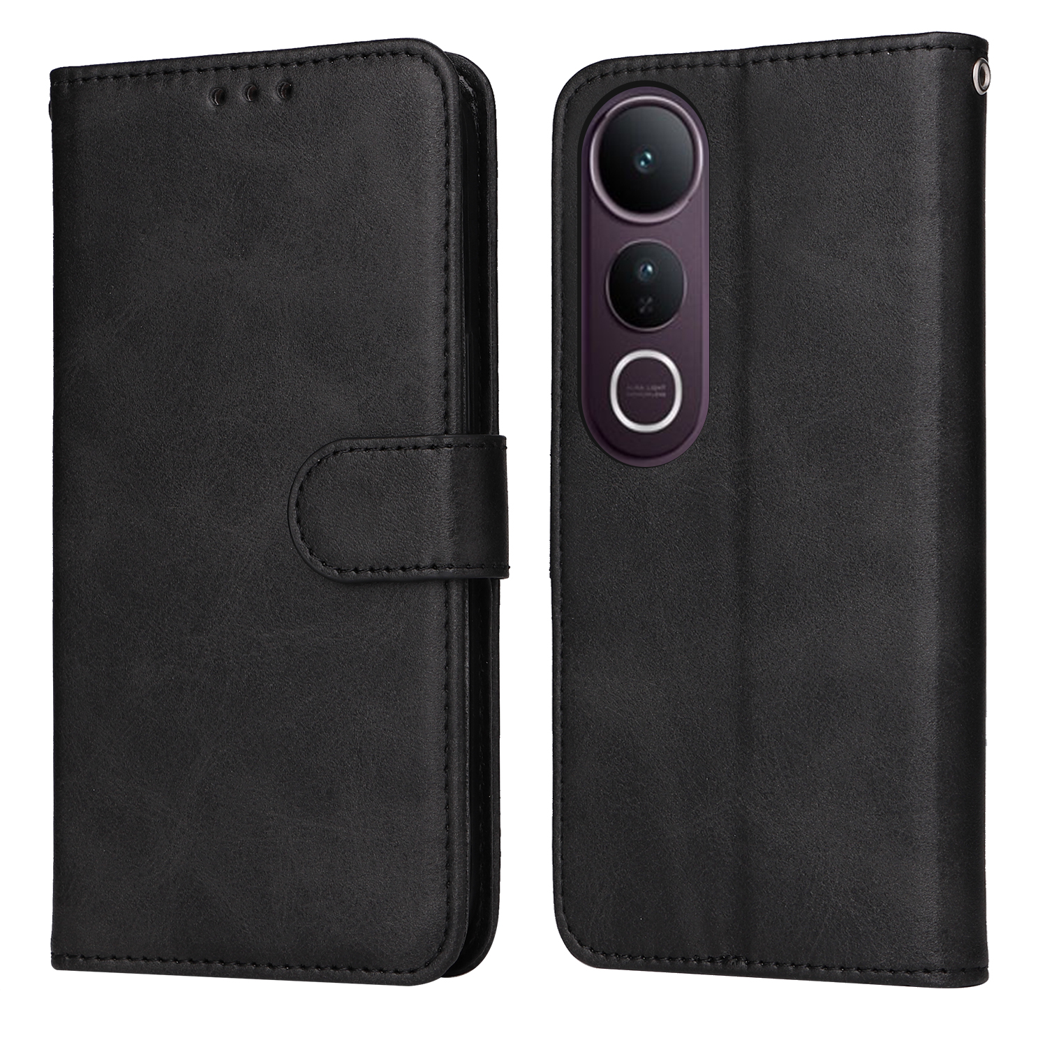 For vivo V50 Lite 5G / vivo V50 Lite 4G Case Wallet PU Leather Folio Flip Phone Cover - Black
