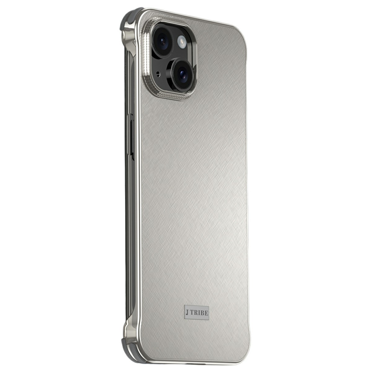 For iPhone 15 Case PC + Silicone + Alloy Matte Phone Cover - Titanium