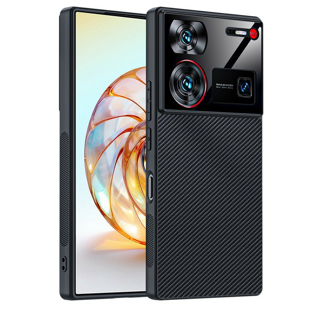 For ZTE nubia Z60 Ultra Case Leather + PC Hard Phone Cover Carbon Fiber Texture - Carbon Fiber / Black