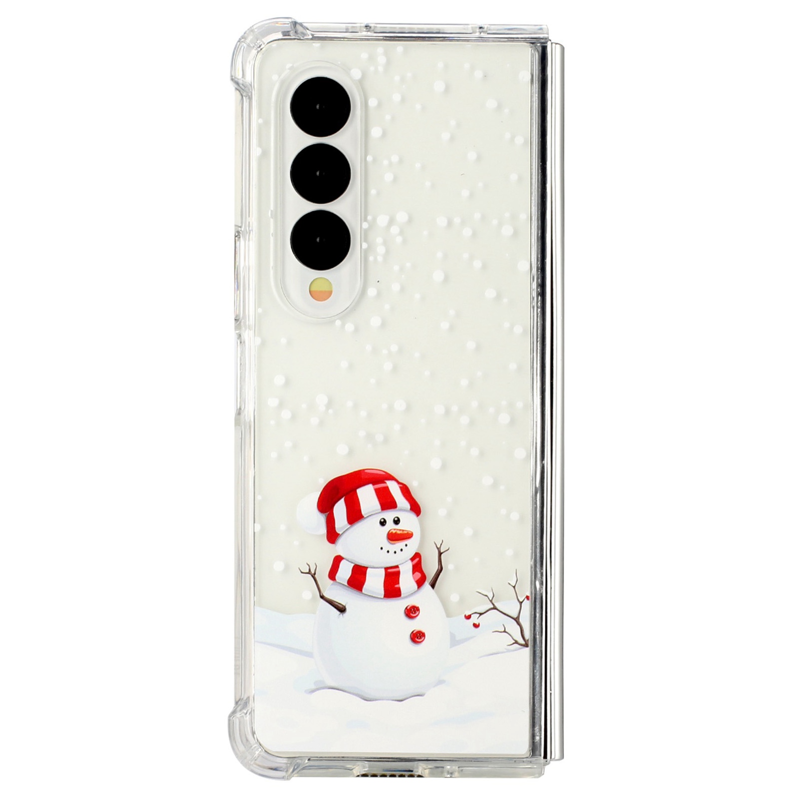 

For Samsung Galaxy Z Fold3 5G Transparent Christmas Case Pattern Printing TPU Shockproof Protection Phone Cover - Christmas Snowman, Galaxy Z Fold3 5G