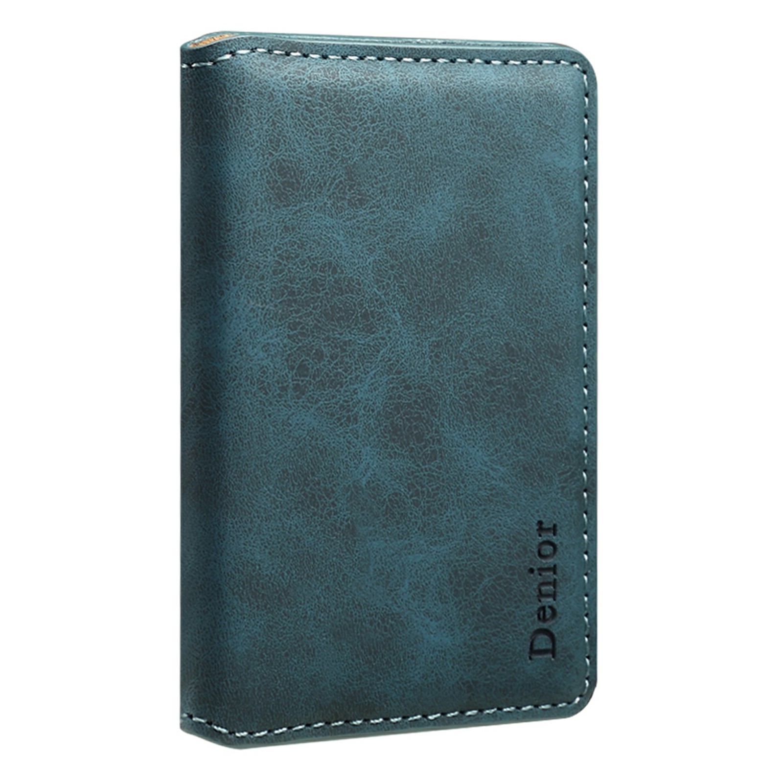 DENIOR V18 Retro Texture Card Holder RFID Blocking Wallet Photo Frame - Blue
