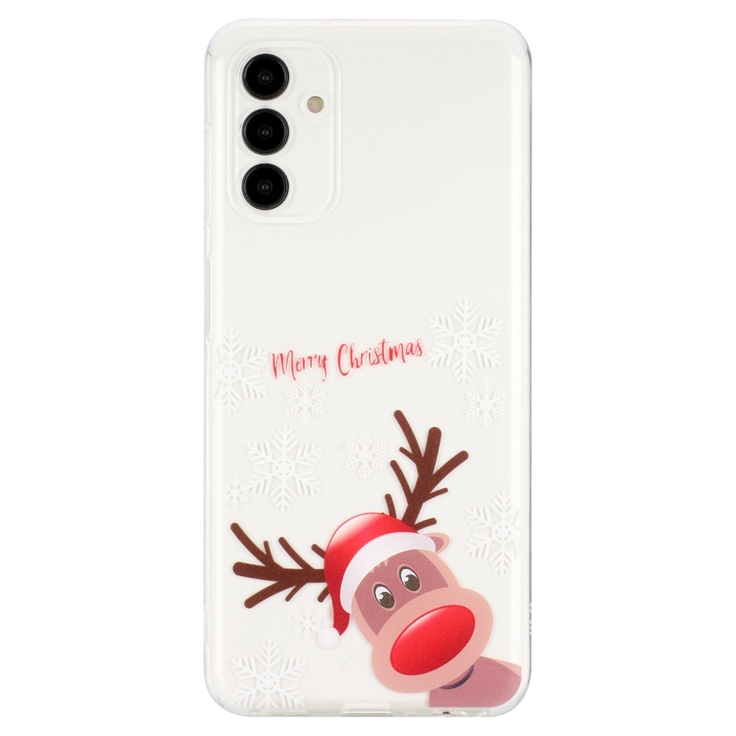 

For Samsung Galaxy A13 5G Christmas Phone Case Pattern Printing TPU Yellow-Resistant Clear Cover - Snowflake Deer, Galaxy A13 5G