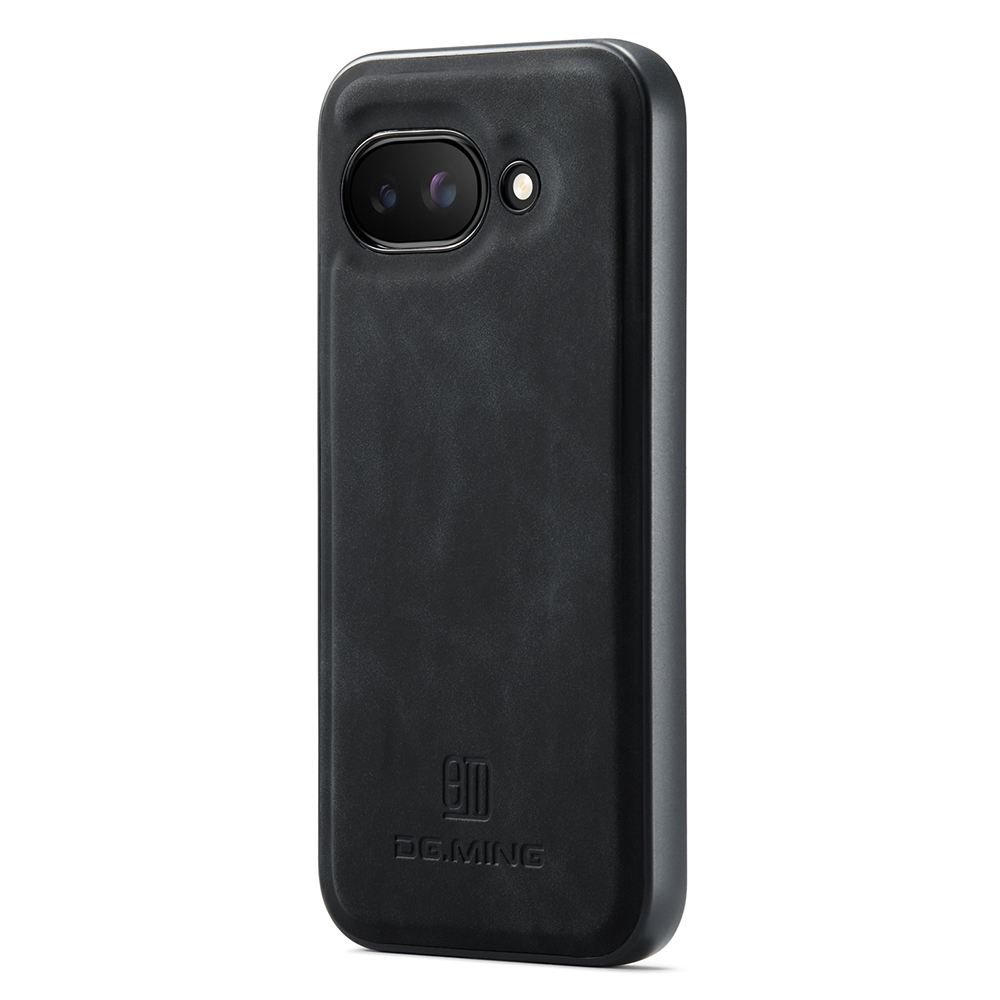 DG.MING For Google Pixel 9a Case PU Leather Covered PC + TPU Hybrid Phone Shell - Black