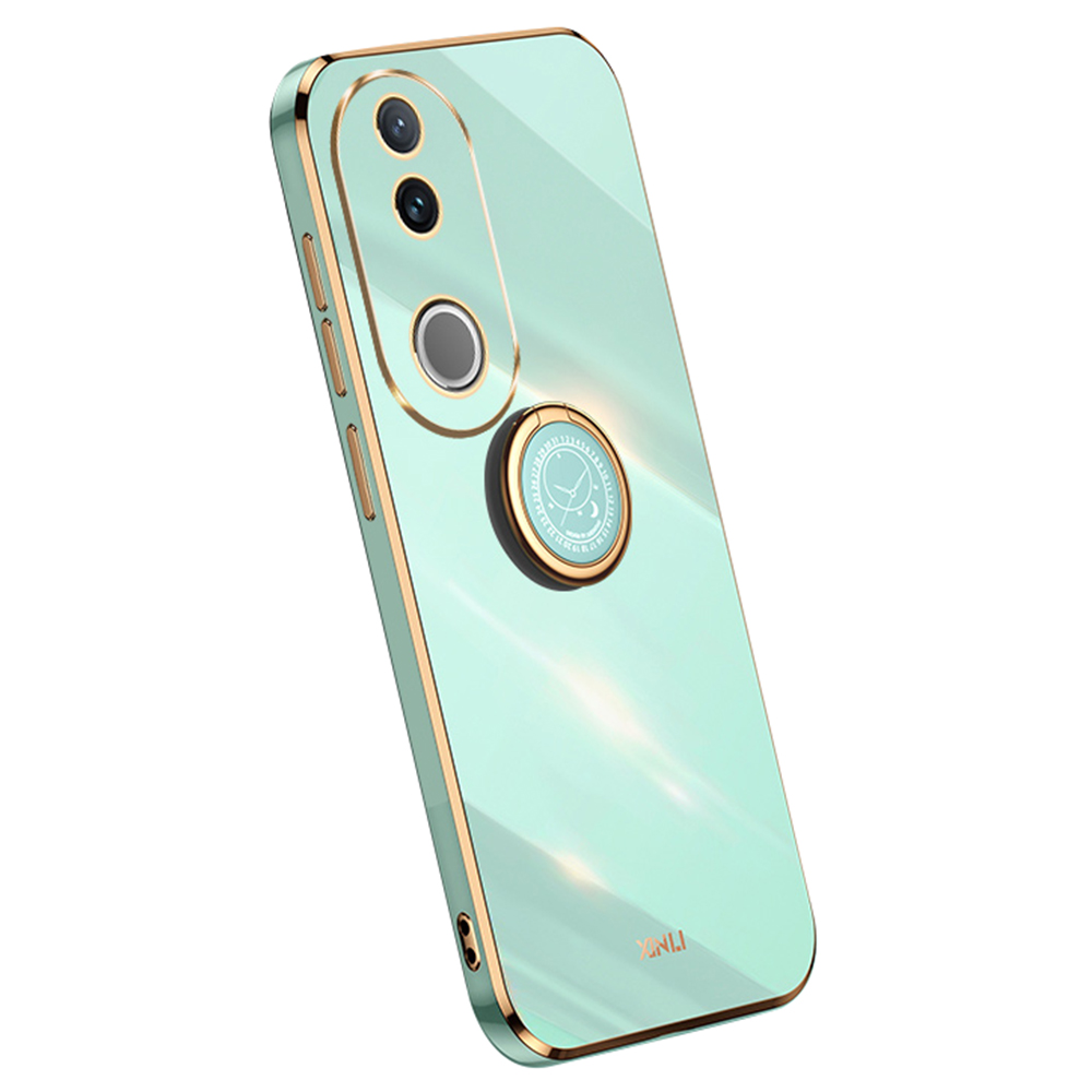 XINLI For vivo V50 5G Case Ring Kickstand Electroplating TPU Phone Cover - Cyan