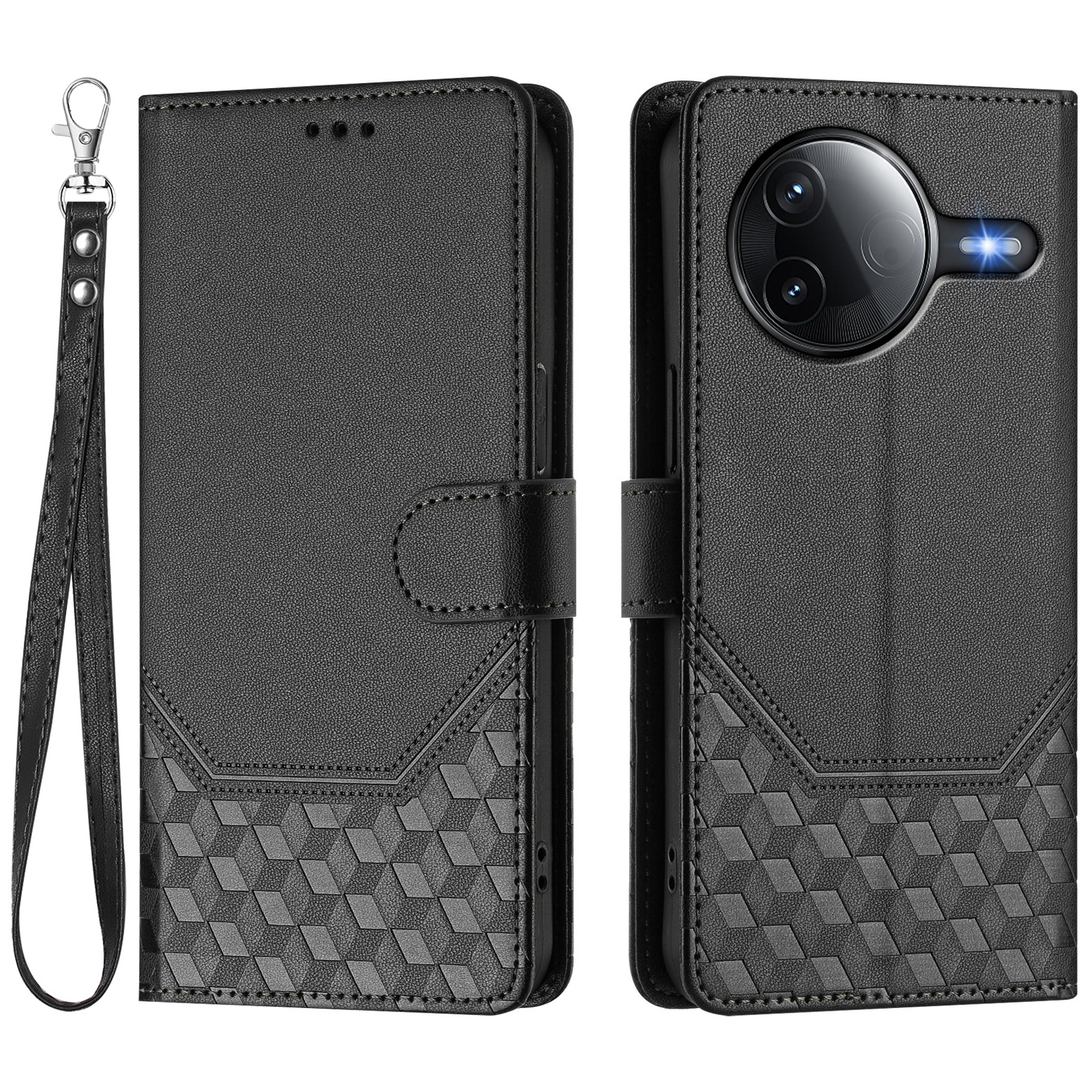 For Xiaomi Poco F7 Pro 5G / Xiaomi Redmi K80 5G / Xiaomi Redmi K80 Pro 5G / Xiaomi Poco F7 Ultra 5G Case Imprinted Honeycomb RFID Blocking Leather Pho