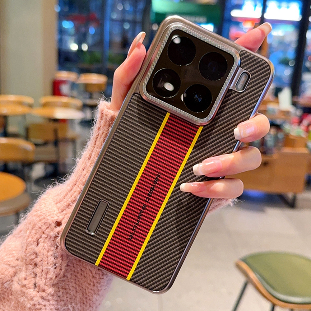 For Xiaomi 15 Pro Case Fiber Texture Leather + PC Phone Cover