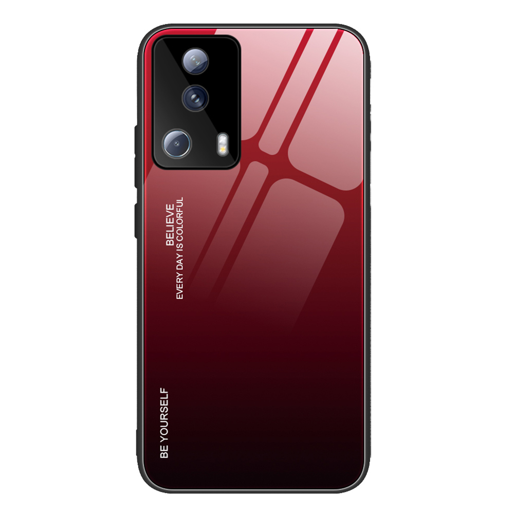 

Für Xiaomi Civi 2 5G Gradient Harttemperiertes Glas Hülle Weiche Tpu-rahmen-pc-drop-proof-telefonabdeckung - Rot / Schwarz, Xiaomi Civi 2 5G