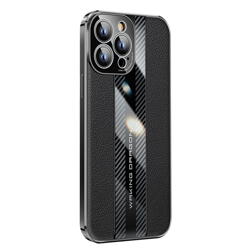 

Для Iphone 14 Pro Подлинный Кожаный Покрытый Кожа - Черный, iPhone 14 Pro