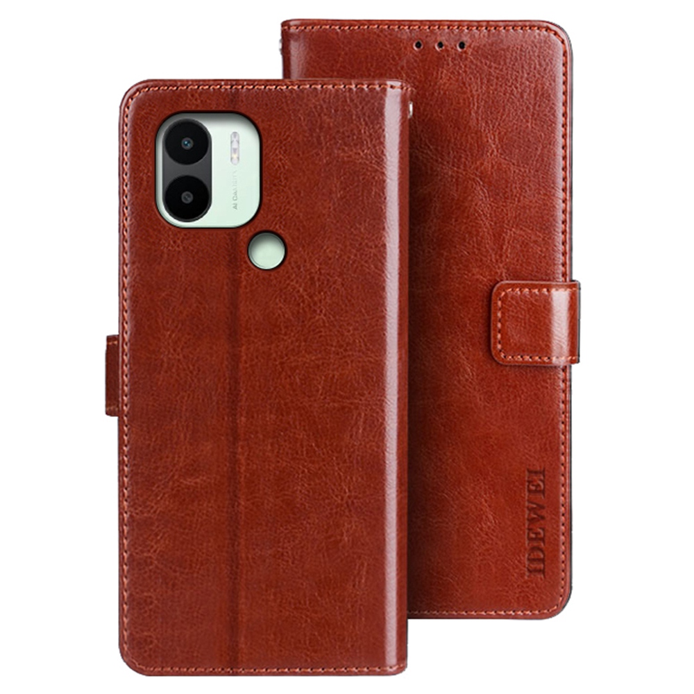

Idewi Cracy Horse Strukturiertes Telefongehäuse Für Xiaomi Redmi A1+ 4G, Anti-kratzer-schale Pu-leder-magnetverschluss Flip Wallet Wallet-abdeckständer - Braun, Xiaomi Redmi A1+ 4G