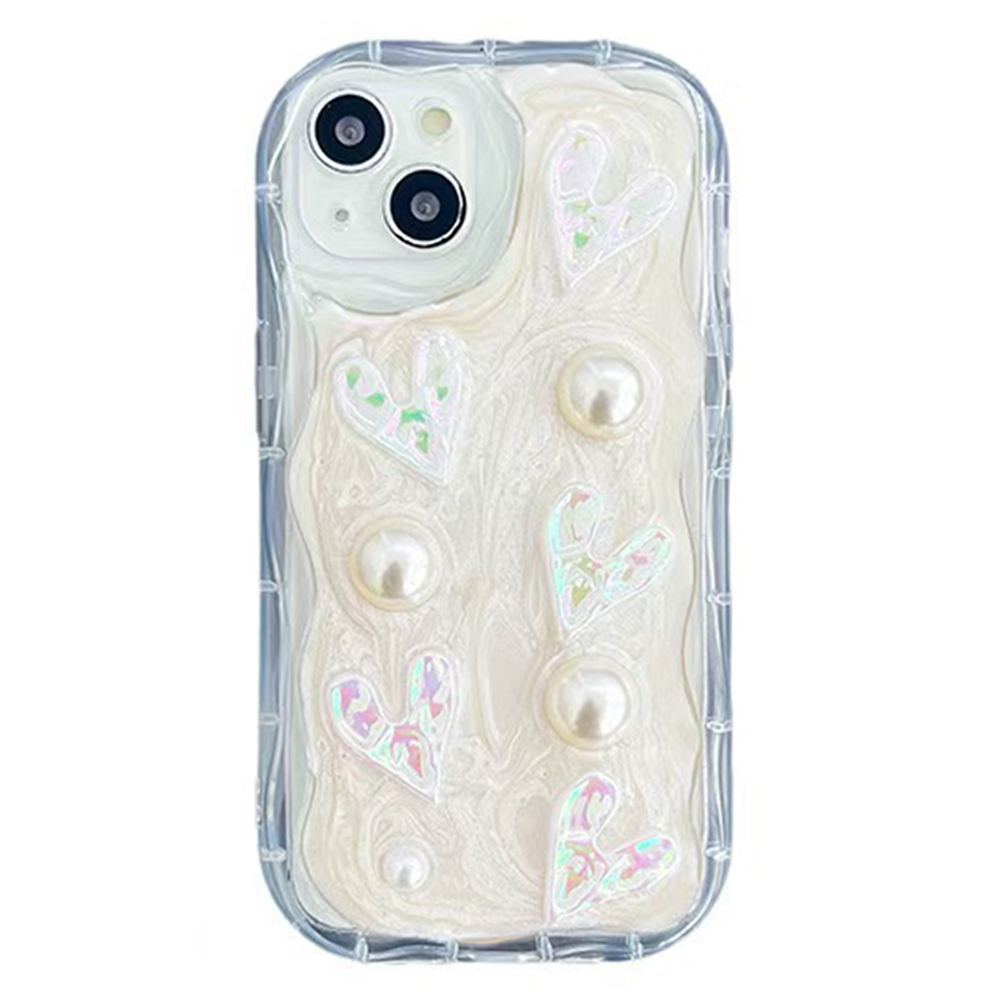 For iPhone 15 Case Epoxy TPU Shockproof Phone Cover - Heart