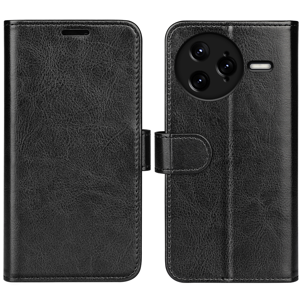For Xiaomi Poco F7 Ultra 5G / Xiaomi Redmi K80 Pro 5G Case Crazy Horse Texture Stand Leather Phone Cover - Black