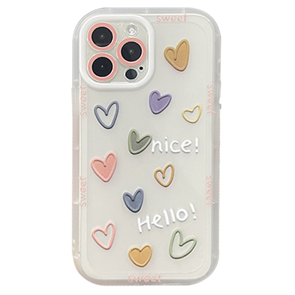 

For iPhone 14 Pro Max Jelly Flexible Lovely Heart Pattern Anti-scratch Soft TPU Cell Phone Case Clear Mobile Phone Cover, iPhone 14 Pro Max