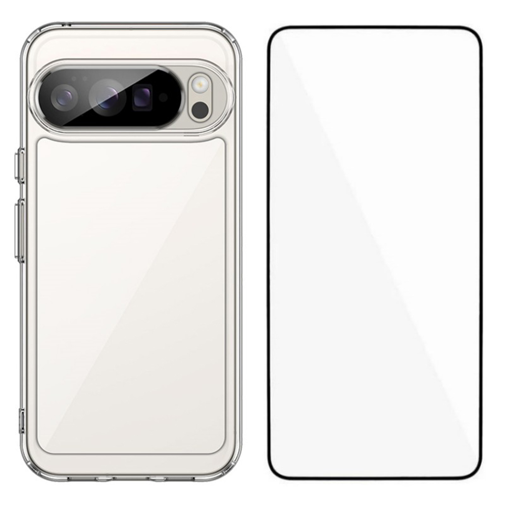 WANLONFENG MF Series for Google Pixel 10 Pro XL Case TPU Acrylic Clear Phone Cover with Tempered Glass Film